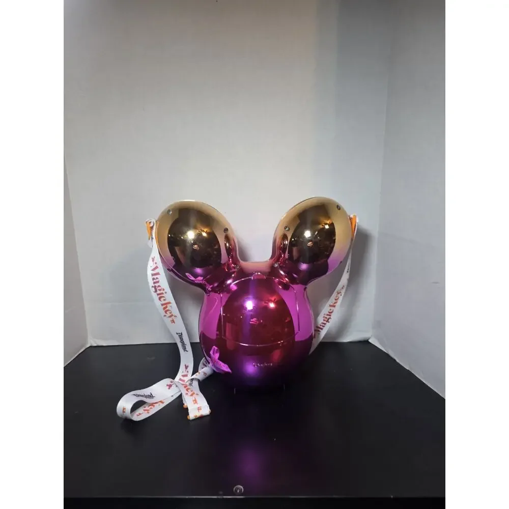 Disney Magic Key Metallic Pink Orange Ombre Balloon Mickey Popcorn Bucket